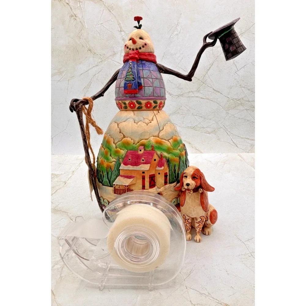 JIM SHORE Snowman's Best Friend w/ Dog Figurine Heartwood Creek 4008111 NOB 2007